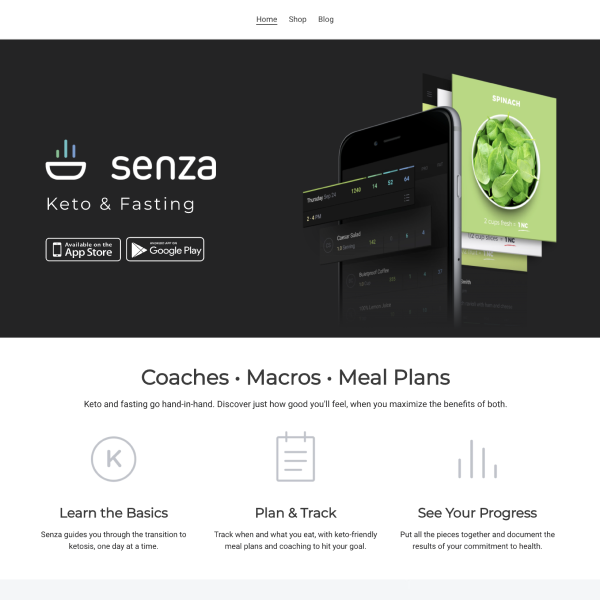 Senza and Planet Keto Landing Page
